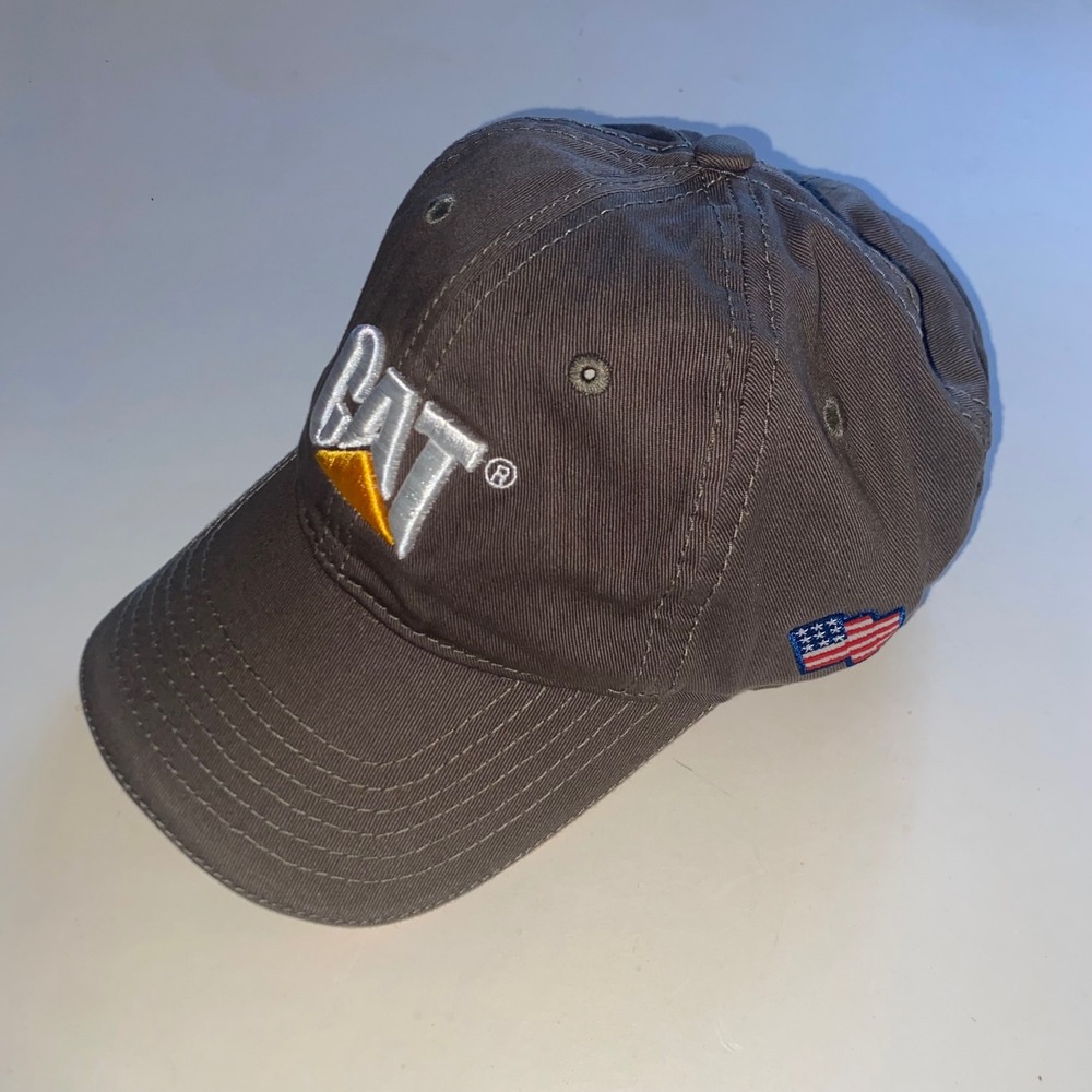 Caterpillar CAT Stowers Machinery Gray Cotton Adjustable Baseball Cap Hat